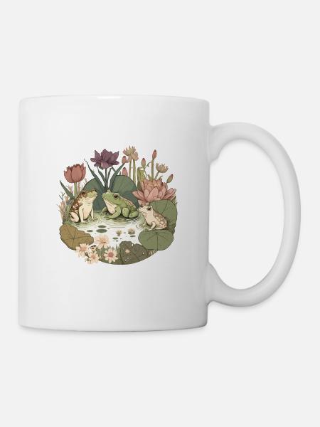 Frosch Cottagecore - Tasse - Weiß