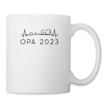 Opa 2023 Herzschlag Für Werdenden Großvater - Tasse - Weiß - Rechts