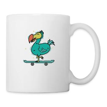 Dodo rides bird on a skateboard - Mug - white - Right