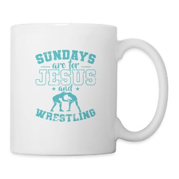 Sundays are for Jesus and Wrestling Show Fight - Mug - white - Right
