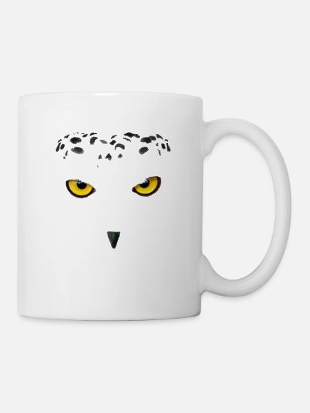 Silhouette Weiße Eule - Schneeeule - Tasse - Weiß