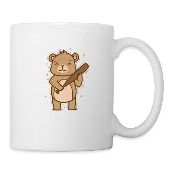 Bear plays baseball forest animal - Mug - white - Right