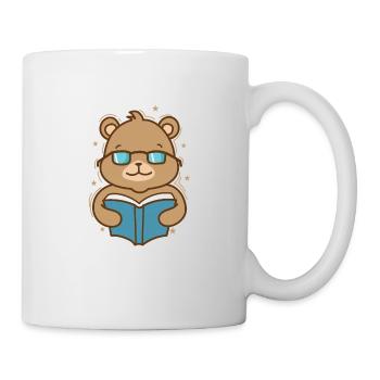 Bär liest ein Buch Wald Tier - Tasse - Weiß - Rechts
