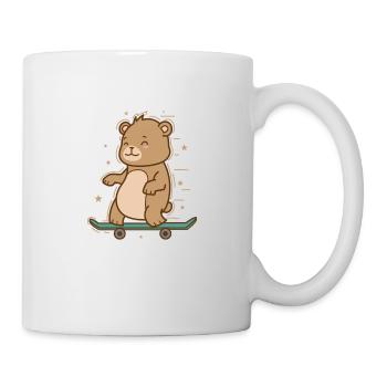 Balades d’ours sur un animal forestier en planche à roulettes - Mug blanc - blanc - Droite