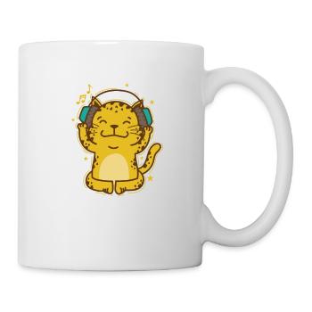 Léopard écoutant de la musique avec des écouteurs Big Cat - Mug blanc - blanc - Droite
