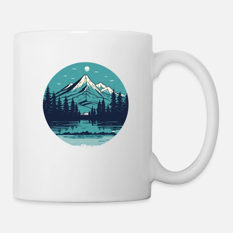 Silent Mountains: Minimalist Nature - Mug - white