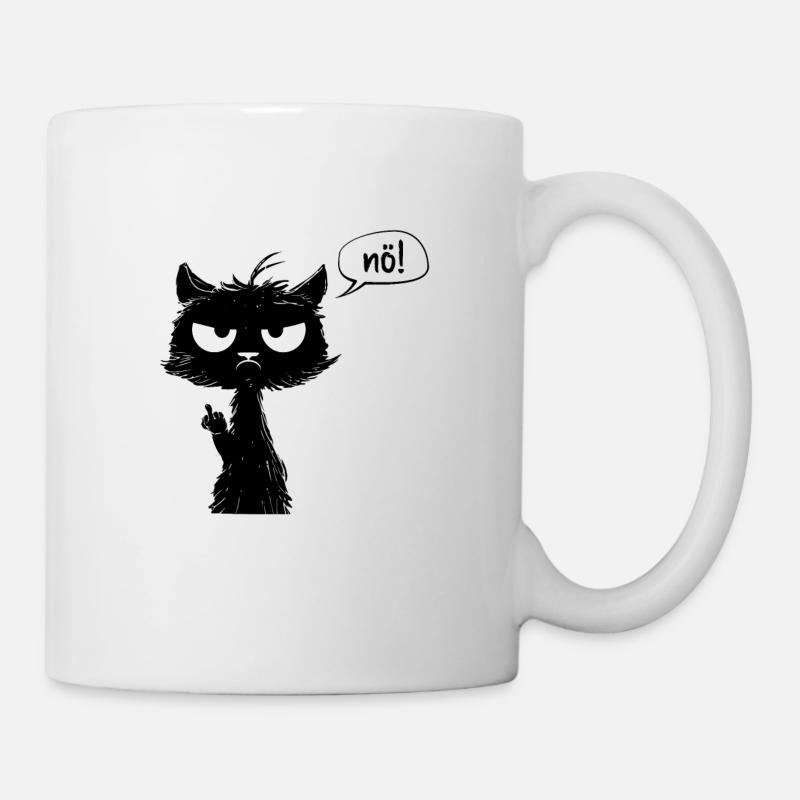 Bevor du fragst NEIN Nö Katze Mittelfinger - Tasse - Weiß