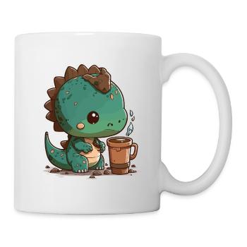 Koffeinhaltiger Dino - Tasse - Weiß - Rechts