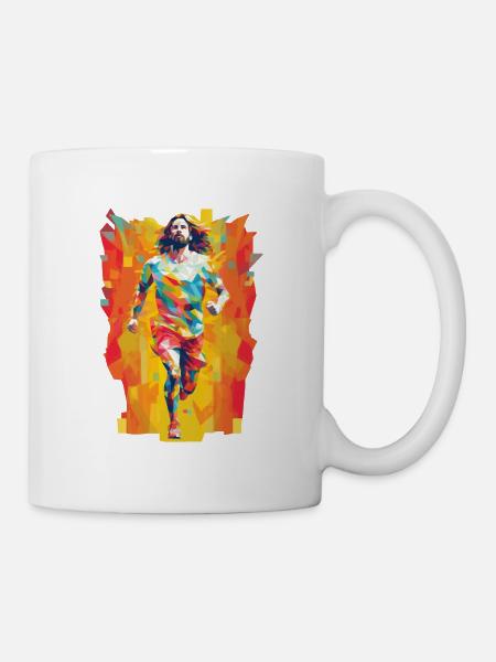 Team Jesus Low Poly christlicher Held - Tasse - Weiß