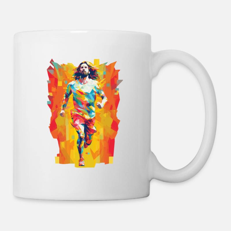 Team Jesus Low Poly christlicher Held - Tasse - Weiß