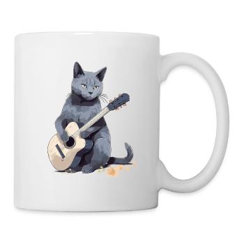 Musicien Russe Chat Bleu Guitariste Chats - Mug blanc - blanc - Droite