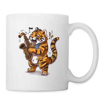 Saxophonist Tiger - Tasse - Weiß - Rechts