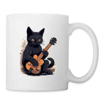 Musician Black Cat Guitarist Bombay Cats - Mug - white - Right