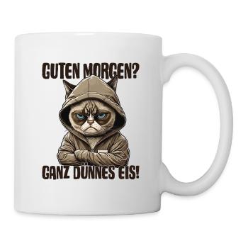 Guten Morgen ganz dünnes Eis! Mitarbeiter Katzen - Tasse - Weiß - Rechts