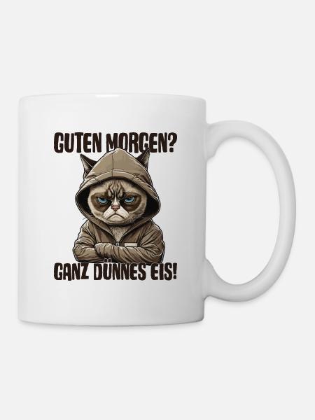 Guten Morgen ganz dünnes Eis! Mitarbeiter Katzen - Tasse - Weiß