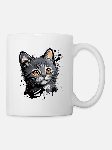 niedliches Kätzchen, Katze - Tasse - Weiß