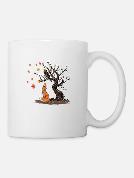 Fox And Owl On The Tree - Tasse - Weiß