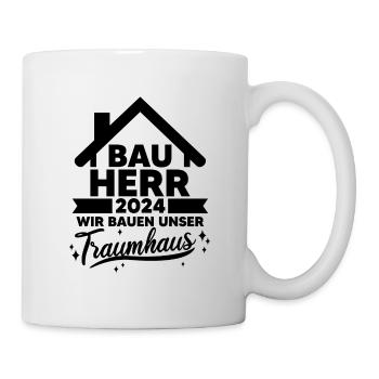 Bauherr 2024 Baustelle Hausbau Eigenheim Bau - Tasse - Weiß - Rechts