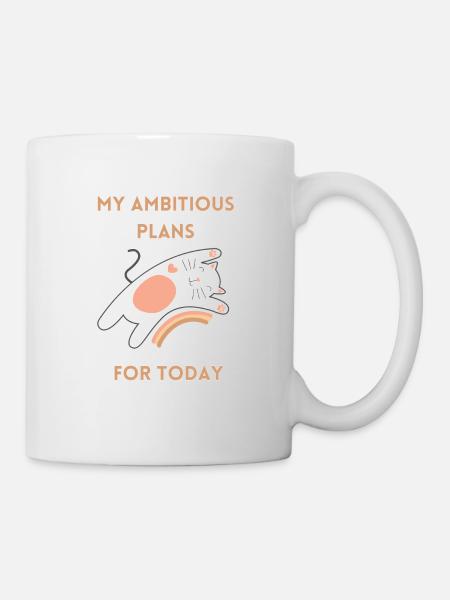 Sleeping cat with ambitious plans - Mug - white