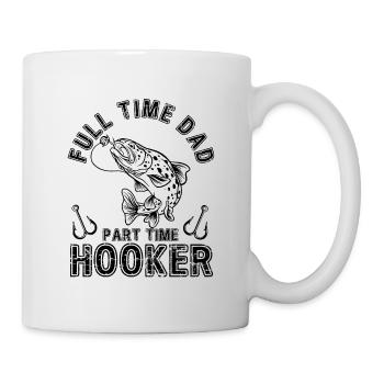 Père à temps plein Temps partiel Crochet Costume de pêcheur - Mug blanc - blanc - Droite
