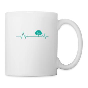 Herzschlaglinie mit einem Baum Natur Wälder - Tasse - Weiß - Rechts