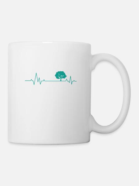 Ligne de battement de cœur avec un arbre nature forêts - Mug blanc - blanc