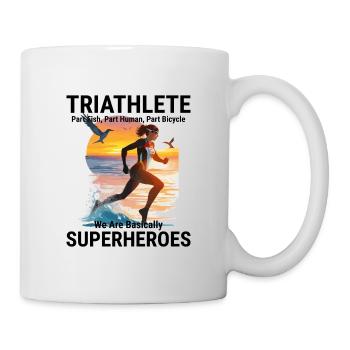 Schwimmen, Radfahren, Laufen, Triathlon, Triathlet, Leichtathletik - Tasse - Weiß - Rechts
