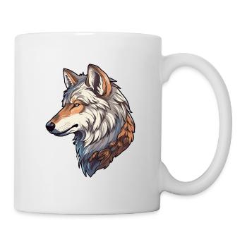 Wolf Kostüm blauer Wolfskopf Werwolf und - Tasse - Weiß - Rechts