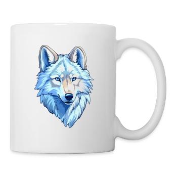Wolf Kostüm blauer Wolfskopf Werwolf und - Tasse - Weiß - Rechts