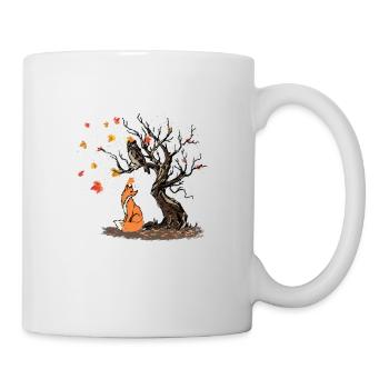 Renard et hibou sur l’arbre - Mug blanc - blanc - Droite