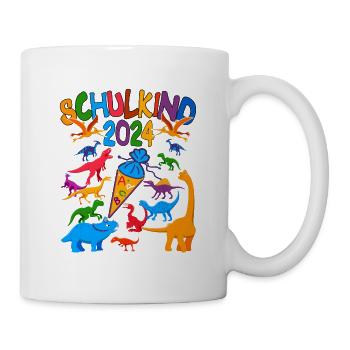 Dinos Schultüte Einschulung Schulkind 2024 - Tasse - Weiß - Rechts