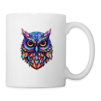 Leuchtendes Nocturne: Holographische Eulenpracht - Tasse - Weiß - Rechts