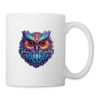 Leuchtendes Nocturne: Holographische Eulenpracht - Tasse - Weiß - Rechts
