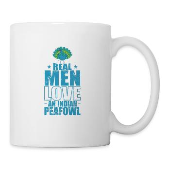 Real Men love Indian Peafowls Vogel Gefieder - Tasse - Weiß - Rechts