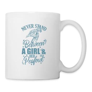 Ne vous tenez jamais entre une fille et son paon - Mug blanc - blanc - Droite