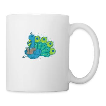 Peacock lit un livre Plumes d’oiseau - Mug blanc - blanc - Droite