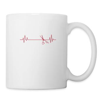 Ligne de battement de cœur avec ciseaux coiffeur - Mug blanc - blanc - Droite