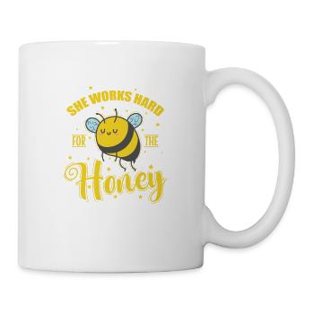 She working hard for the Honey Bienen - Tasse - Weiß - Rechts