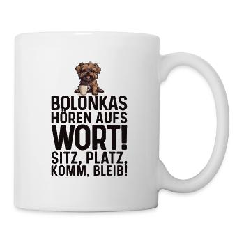 Bolonkas hören aufs Wort! Bolonka Zwetna Hund - Tasse - Weiß - Rechts