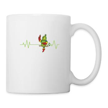 Herzschlaglinie Papagei Vogel Tier - Tasse - Weiß - Rechts