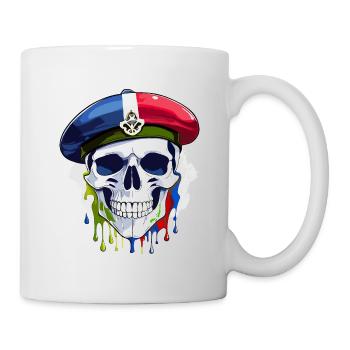 Skull military beret France - Mug - white - Right