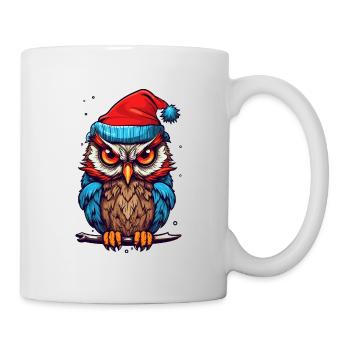Süße Eule mit Weihnachtsmütze Kawaii Geschenk - Tasse - Weiß - Rechts