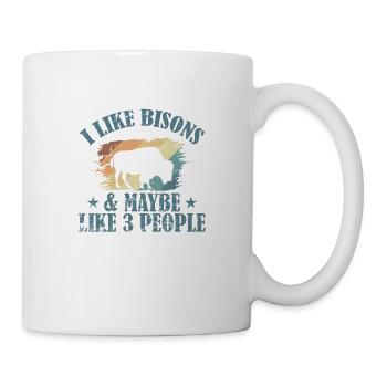 I Like Bisons and Maybe Like 3 People - Tasse - Weiß - Rechts