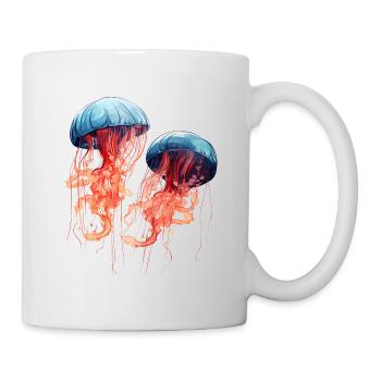 Méduse aquarelle rose bleu oeuvre - Mug blanc - blanc - Droite