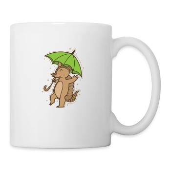 Armadillo with umbrella mammal desert - Mug - white - Right