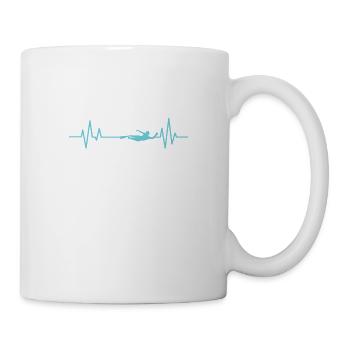 Herzschlaglinie Schwimmen Sport - Tasse - Weiß - Rechts