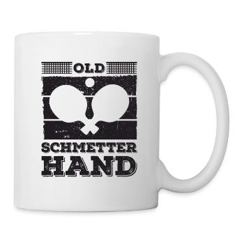 Joueur de tennis de table vieux smash main dictant - Mug blanc - blanc - Droite