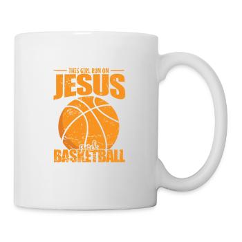 This Girl run on Jesus and Basketball - Mug - white - Right