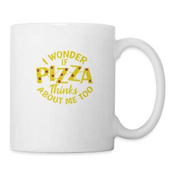Je me demande si Pizza pense aussi à moi - Mug blanc - blanc - Droite