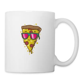 Tranche de pizza avec lunettes de soleil - Mug blanc - blanc - Droite